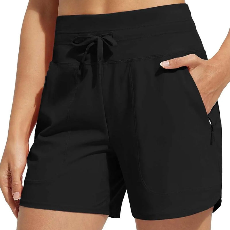 Kvinder Højtaljede hurtigtørrende badeshorts