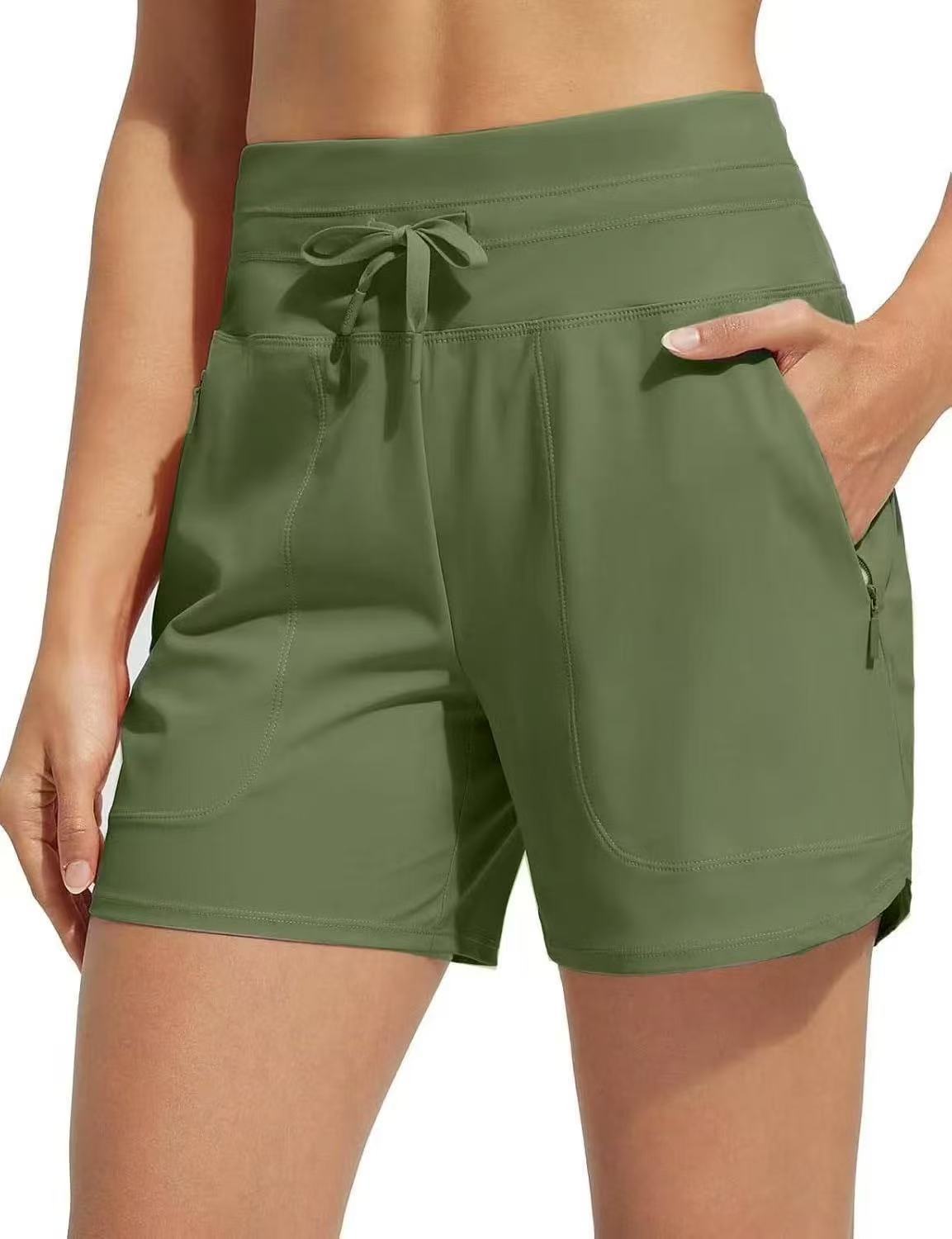 Kvinder Højtaljede hurtigtørrende badeshorts
