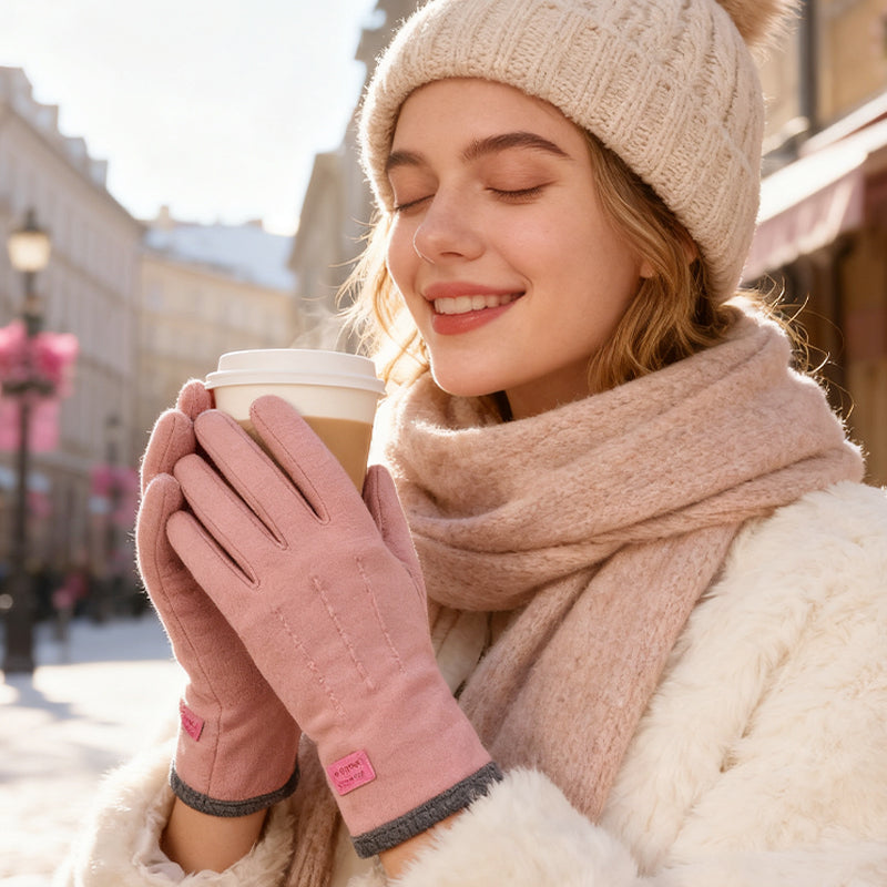 Vindtætte, varme handsker med touchscreen og skridsikkert greb
