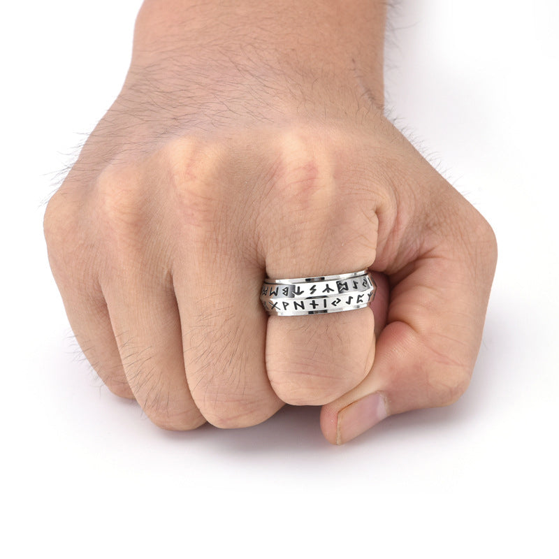 Titaniumstål Viking Rune roterende ring