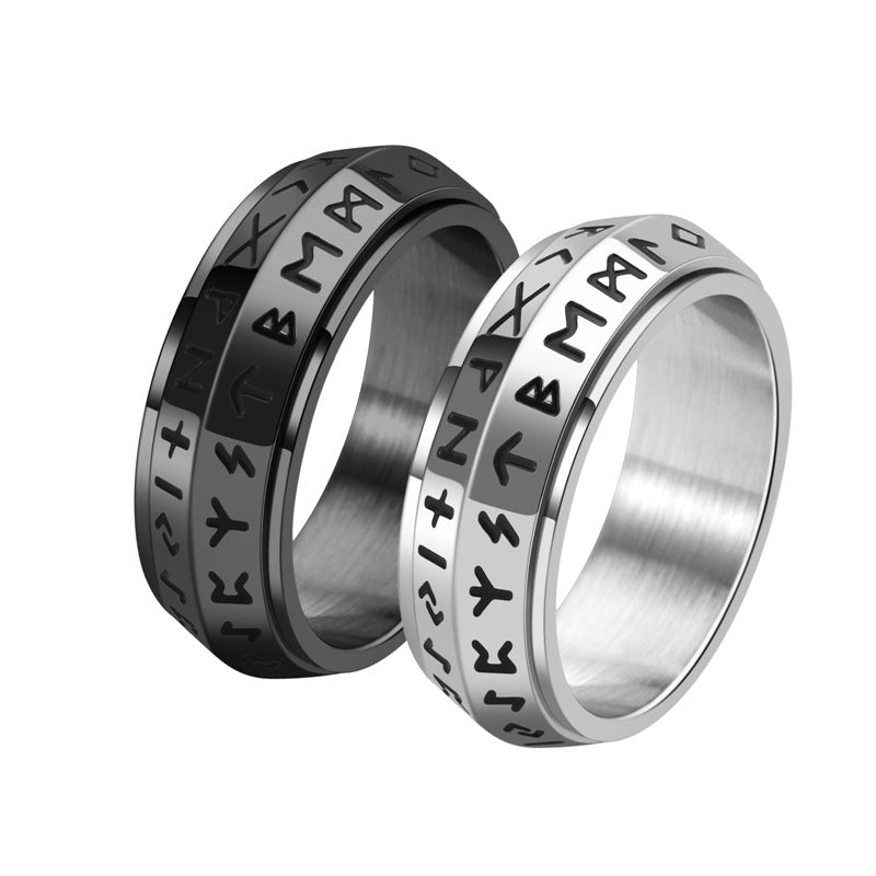 Titaniumstål Viking Rune roterende ring