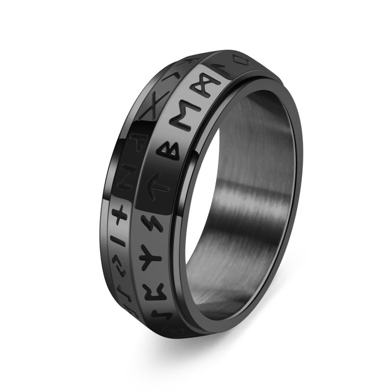 Titaniumstål Viking Rune roterende ring