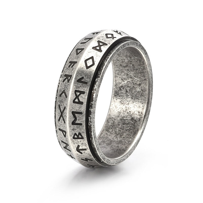 Titaniumstål Viking Rune roterende ring