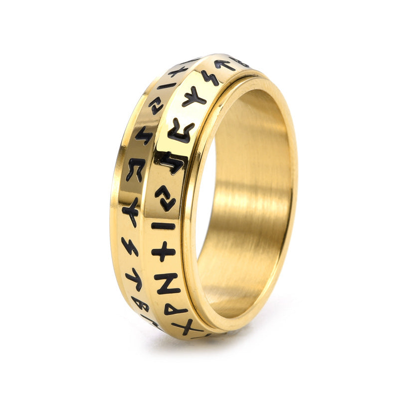 Titaniumstål Viking Rune roterende ring