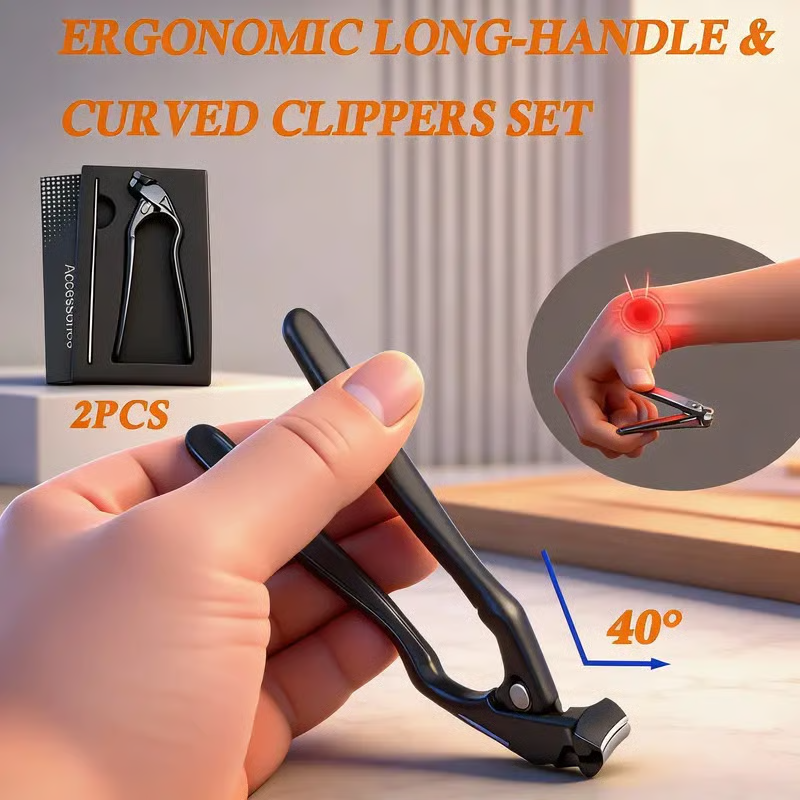 Ergonomisk negleklipper i rustfrit stål med 15 mm åbning