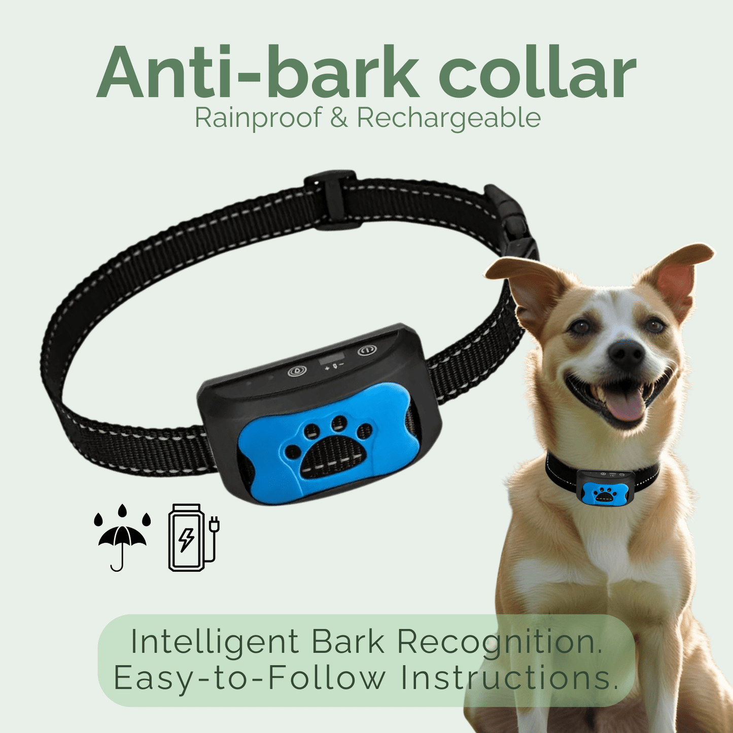 Hundehalsbånd mod gøen med vibrationsfunktion