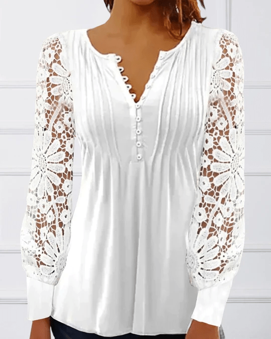 Elegant Bluse Med Lange Ærmer