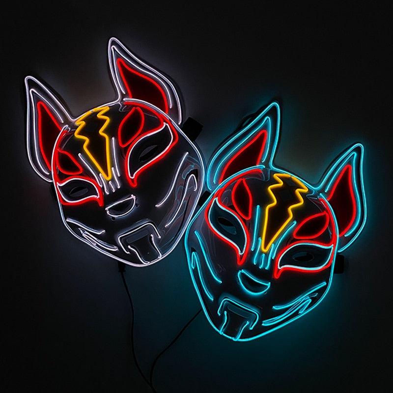 Fox Drift LED Maske -Opgraderet LED Fox Maske (ONE SIZE FITS ALL)