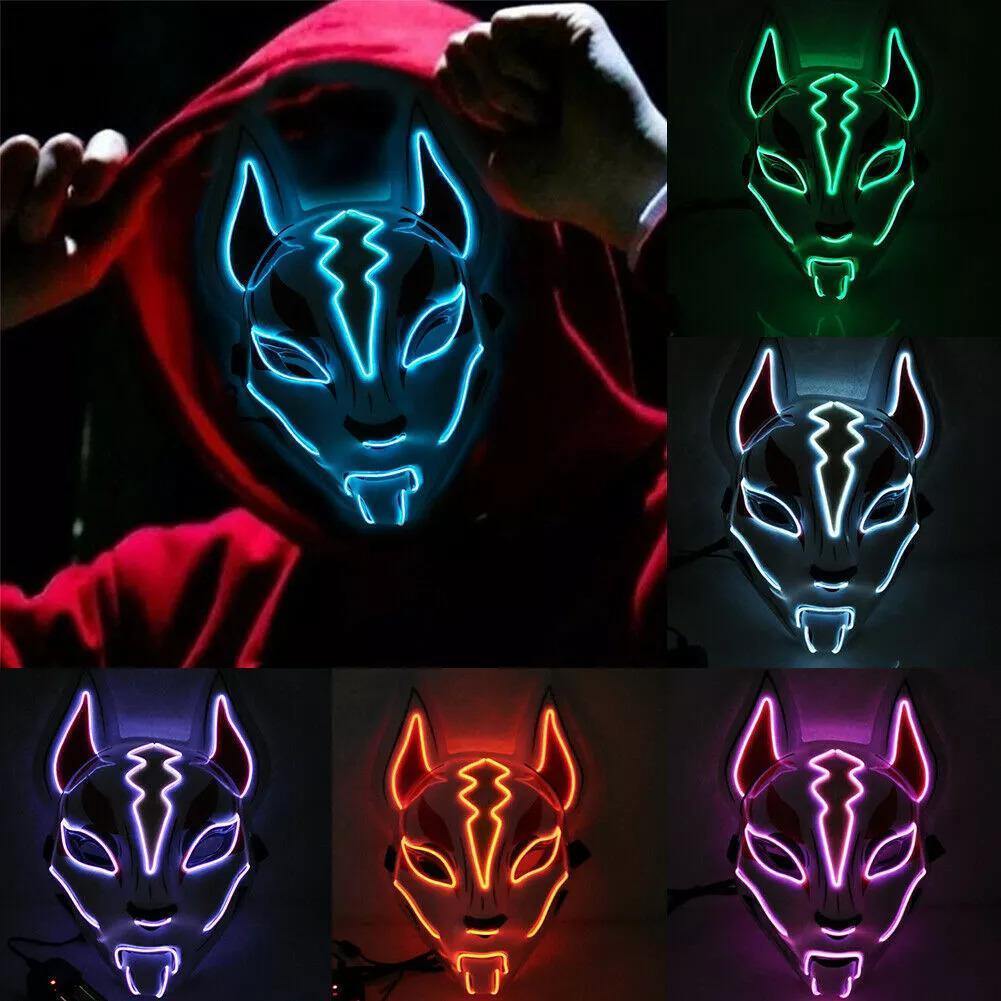 Fox Drift LED Maske -Opgraderet LED Fox Maske (ONE SIZE FITS ALL)